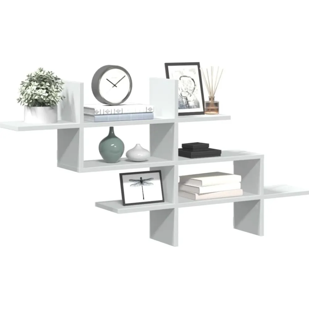vidaXL Estanterías-Estantería de pared madera ingeniería blanca 124,5x18x60,5 cm