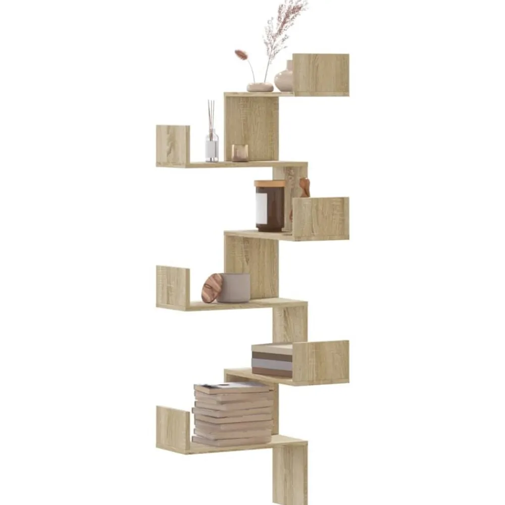 vidaXL Estanterías-Estantería de pared de esquina madera 45x45x147 cm