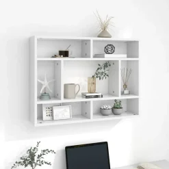 vidaXL Estantería de pared madera contrachapada 75x16x55 cm Blanco