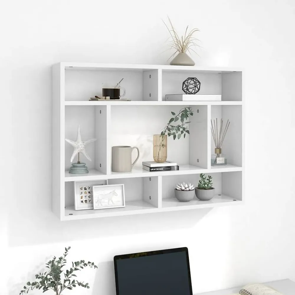 vidaXL Estantería de pared madera contrachapada 75x16x55 cm Blanco