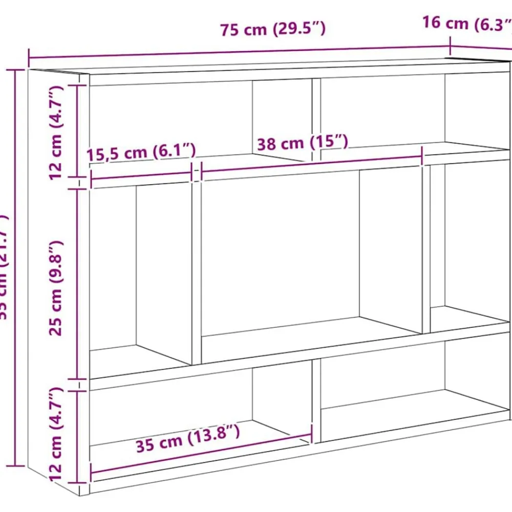 vidaXL Estantería de pared madera contrachapada 75x16x55 cm Blanco