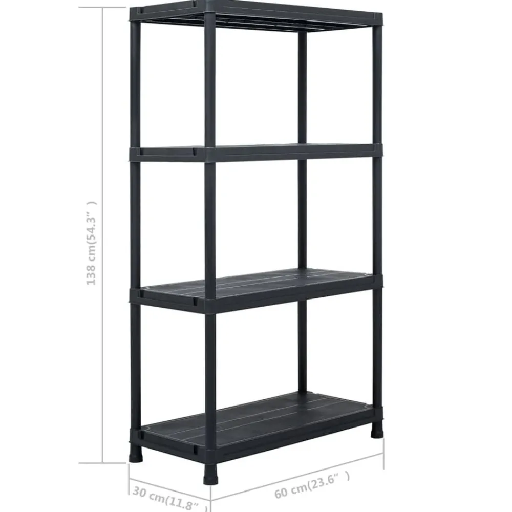 vidaXL Almacenamiento Industrial-Estantería de plástico 100 kg 60x30x138 cm negro