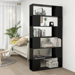 vidaXL Estantería divisor de espacios 100x24x188 cm Negro Outlet