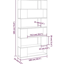 vidaXL Estantería divisor de espacios 100x24x188 cm Negro Outlet