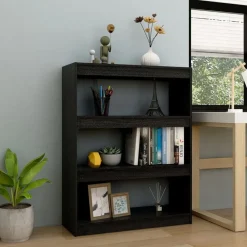 vidaXL Estantería divisor de espacios madera pino 100x30x103 cm Negro