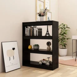 vidaXL Estantería divisor de espacios madera pino 100x30x103 cm Negro