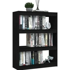 vidaXL Estantería divisor de espacios madera pino 100x30x103 cm Negro