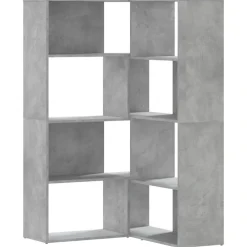 vidaXL Estanterías-Estantería esquina 4 niveles madera gris hormigón 85x85x140 cm