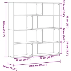 vidaXL Estanterías-Estantería esquina 4 niveles madera gris hormigón 85x85x140 cm