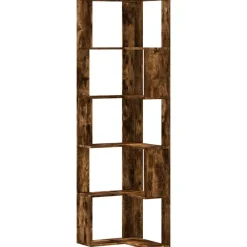 vidaXL Estantería esquina 5 niveles madera 50x50x179 cm Roble ahumado Hot