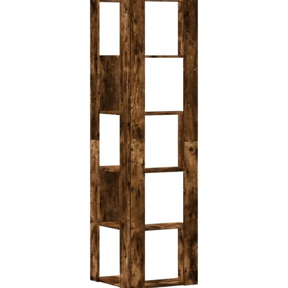 vidaXL Estantería esquina 5 niveles madera 50x50x179 cm Roble ahumado Hot