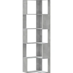 vidaXL Estantería esquina 5 niveles madera gris hormigón 50x50x179 cm Gris hormig&oacute;n Clearance