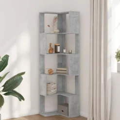 vidaXL Estantería esquina 5 niveles madera gris hormigón 50x50x179 cm Gris hormig&oacute;n Clearance