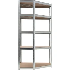 vidaXL Estantería esquina 5 niveles madera contrachapada y acero plata Plateado Discount