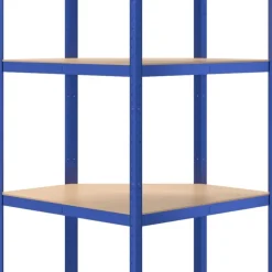 vidaXL Almacenamiento Industrial-Estantería esquina 4 niveles madera contrachapada y acero