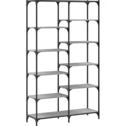 vidaXL Estantería hierro y madera ingeniería 100x32x170 cm Gris sonoma Clearance