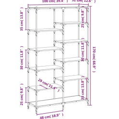 vidaXL Estantería hierro y madera ingeniería 100x32x170 cm Gris sonoma Clearance