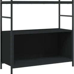 vidaXL Estantería hierro y madera de ingeniería 80x30x78,5 cm Negro