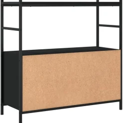 vidaXL Estantería hierro y madera de ingeniería 80x30x78,5 cm Negro