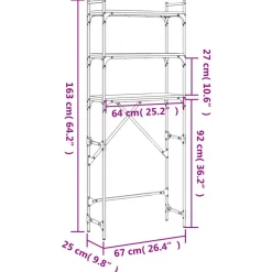 vidaXL Estantería lavadora madera ingeniería 67x25x163 cm Gris sonoma Discount