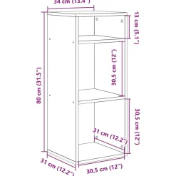 vidaXL Estanterías-Estantería librería madera contrachapada 34x31x80 cm