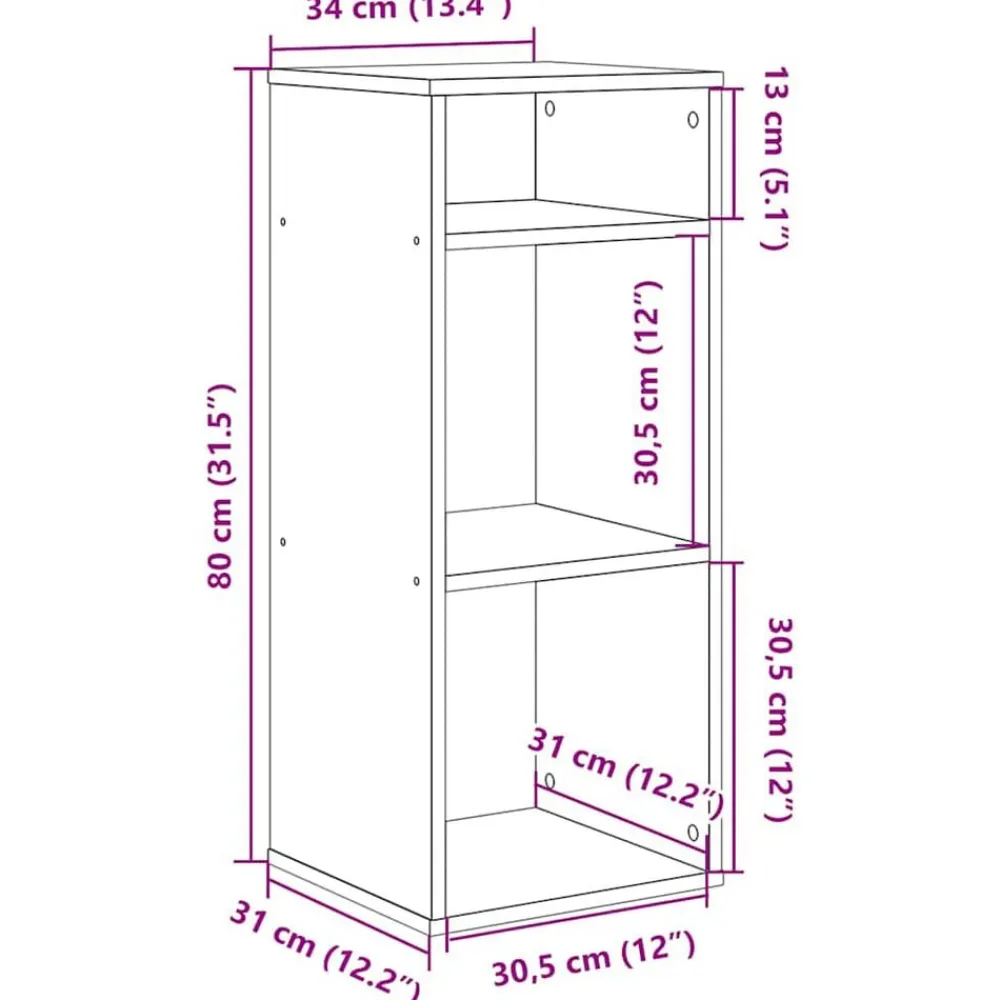 vidaXL Estanterías-Estantería librería madera contrachapada 34x31x80 cm