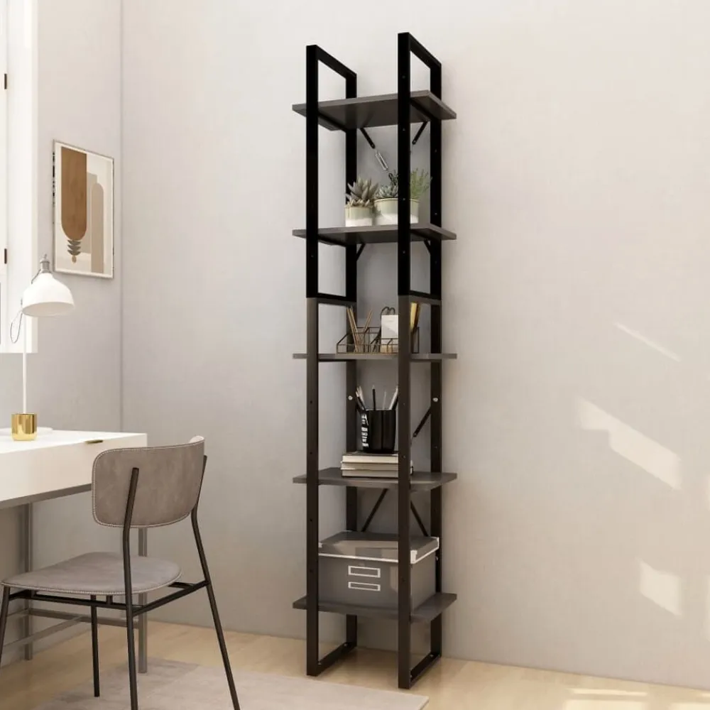 vidaXL Estantería librería 5 niveles madera de pino 40x30x175 cm Gris Hot