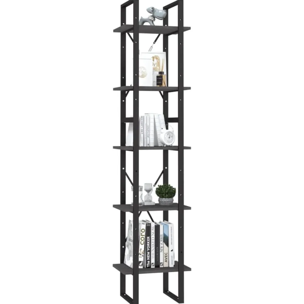 vidaXL Estantería librería 5 niveles madera de pino 40x30x175 cm Gris Hot