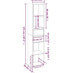 vidaXL Estantería librería madera contrachapada 36x30x171 cm Blanco New
