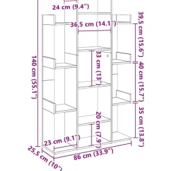 vidaXL Estanterías-Estantería librería madera contrachapada 86x25,5x140 cm