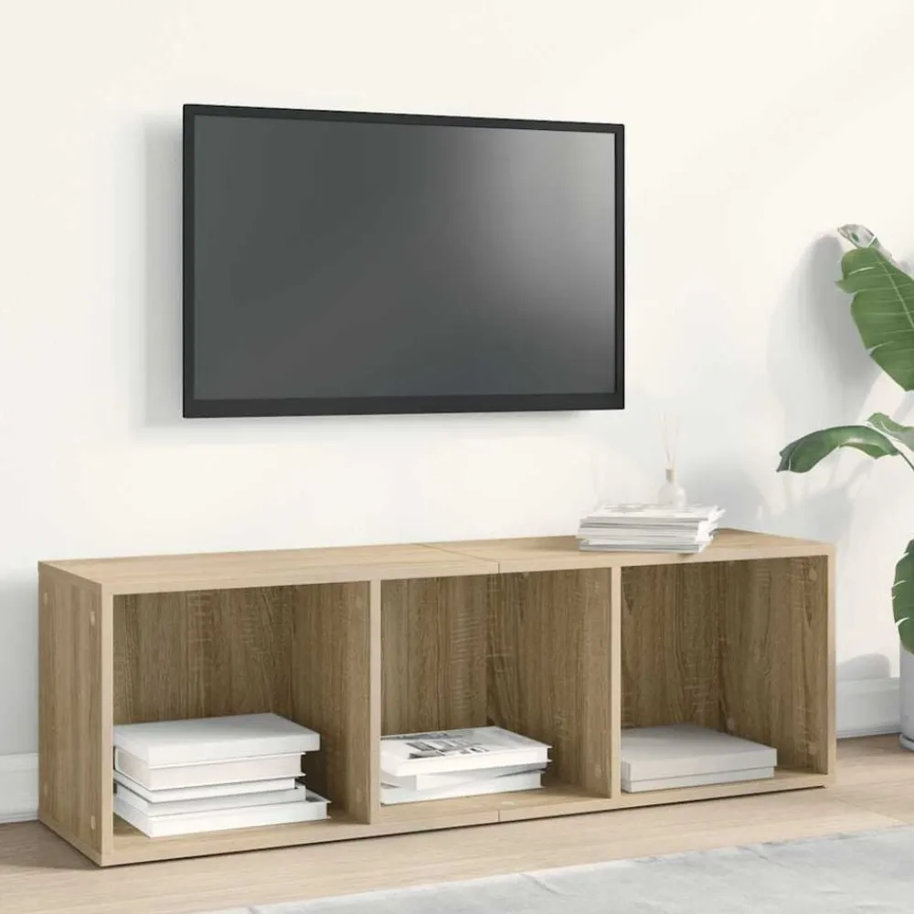 vidaXL Estanterías-Estantería libros/mueble TV contrachapada roble 36x30x114 cm