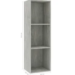 vidaXL Estanterías-Estantería libros/mueble TV contrachapada hormigón 36x30x114cm