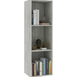 vidaXL Estanterías-Estantería libros/mueble TV contrachapada hormigón 36x30x114cm