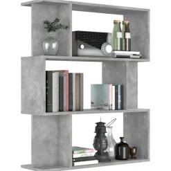 vidaXL Estanterías-Estantería madera contrachapada gris hormigón 80x24x96cm