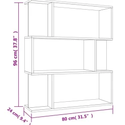 vidaXL Estanterías-Estantería madera contrachapada gris hormigón 80x24x96cm