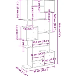 vidaXL Estantería madera contrachapada gris hormigón 92x29x188 cm Gris hormigón Best