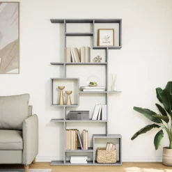 vidaXL Estantería madera contrachapada gris hormigón 92x29x188 cm Gris hormigón Best