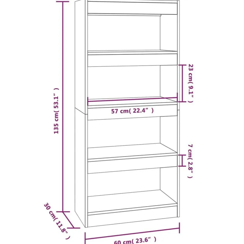 vidaXL Estantería madera contrachapada marrón roble 60x30x135 cm Marrón roble Outlet