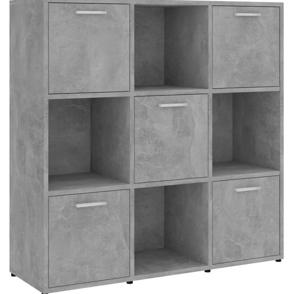 vidaXL Estantería madera contrachapada gris hormigón 90x30x90 cm Gris hormigón New