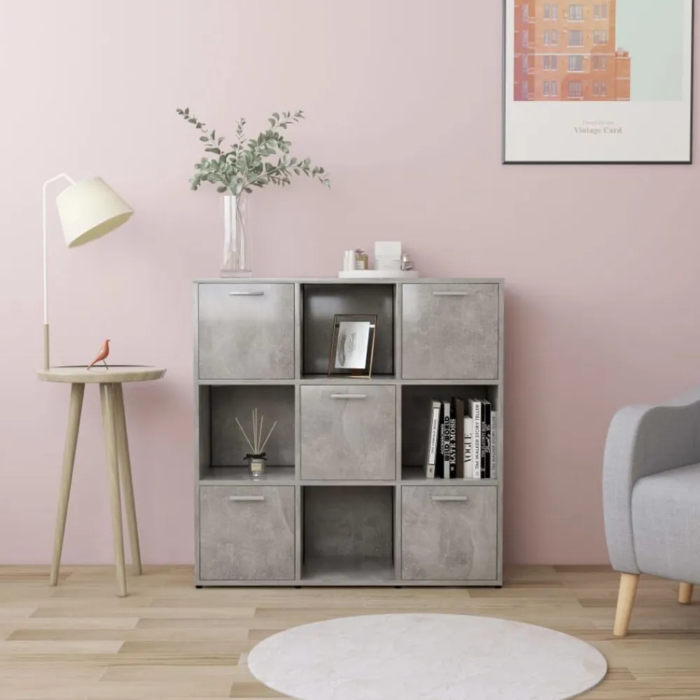 vidaXL Estantería madera contrachapada gris hormigón 90x30x90 cm Gris hormigón New