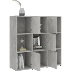 vidaXL Estantería madera contrachapada gris hormigón 90x30x90 cm Gris hormigón New