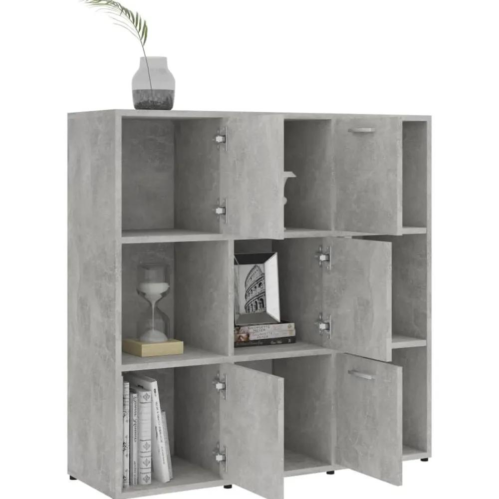 vidaXL Estantería madera contrachapada gris hormigón 90x30x90 cm Gris hormigón New