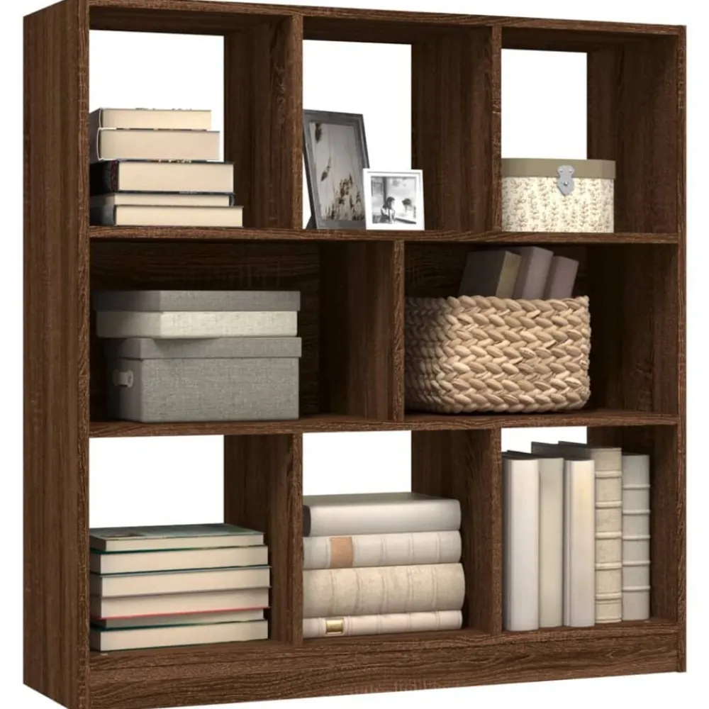 vidaXL Estanterías-Estantería madera contrachapada marrón roble 97,5x29,5x100 cm
