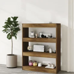 vidaXL Estanterías-Estantería madera contrachapada marrón roble 80x30x103 cm