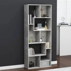vidaXL Estanterías-Estantería madera contrachapada gris hormigón 67x24x161 cm
