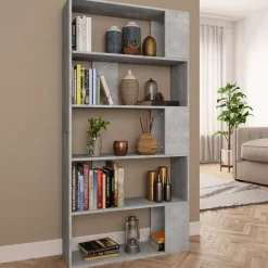 vidaXL Estanterías-Estantería madera contrachapada gris hormigón 80x24x159cm