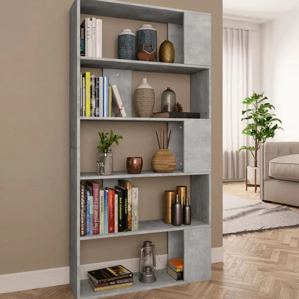 vidaXL Estanterías-Estantería madera contrachapada gris hormigón 80x24x159cm