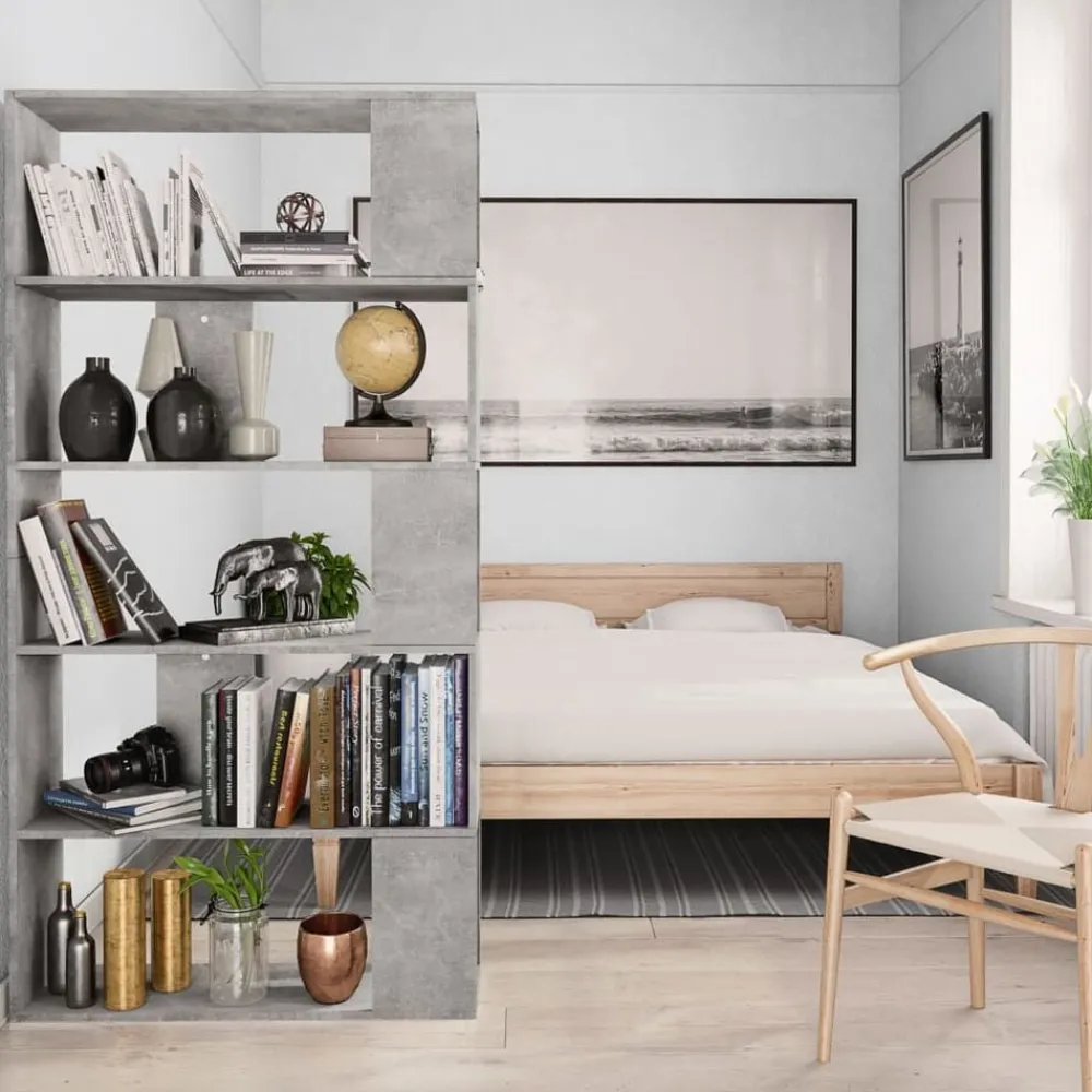 vidaXL Estanterías-Estantería madera contrachapada gris hormigón 80x24x159cm