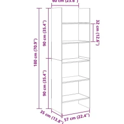 vidaXL Estantería madera contrachapada color 60x35x180 cm Roble Sonoma Best