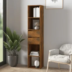vidaXL Estantería madera contrachapada color 36x30x171cm Roble ahumado